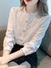 Women's Fleece-Lined Cotton Linen Embroidered Shirt for Autumn/Winter