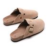 Fashion Women's Suede Mules Slippers Men Clogs Cork Insole Sandals with Arch Support Outdoor Beach Slides Home Shoes