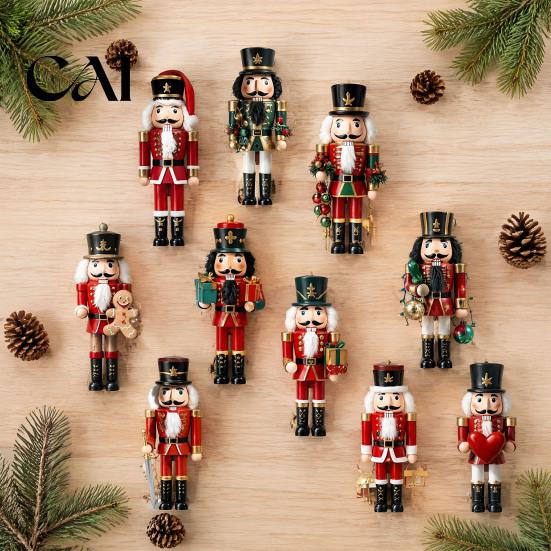 Christmas Nutcracker Hanging Ornaments Ornaments, Durable Wooden Figurines, Country Style Waterproof Wood Xmas Tree Decorations, Pendants for Holiday