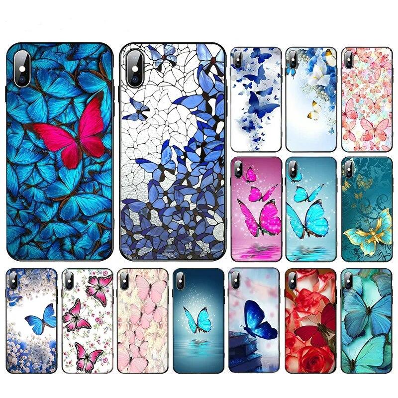 Милый чехол для телефона с бабочкой для iPhone Samsung Galaxy Redmi Xiaomi Oppo OnePlus Note SA 7 8 9 10 11 12 13 14 20 21 22 23 53 54 Pro Max Ultra TPU Soft