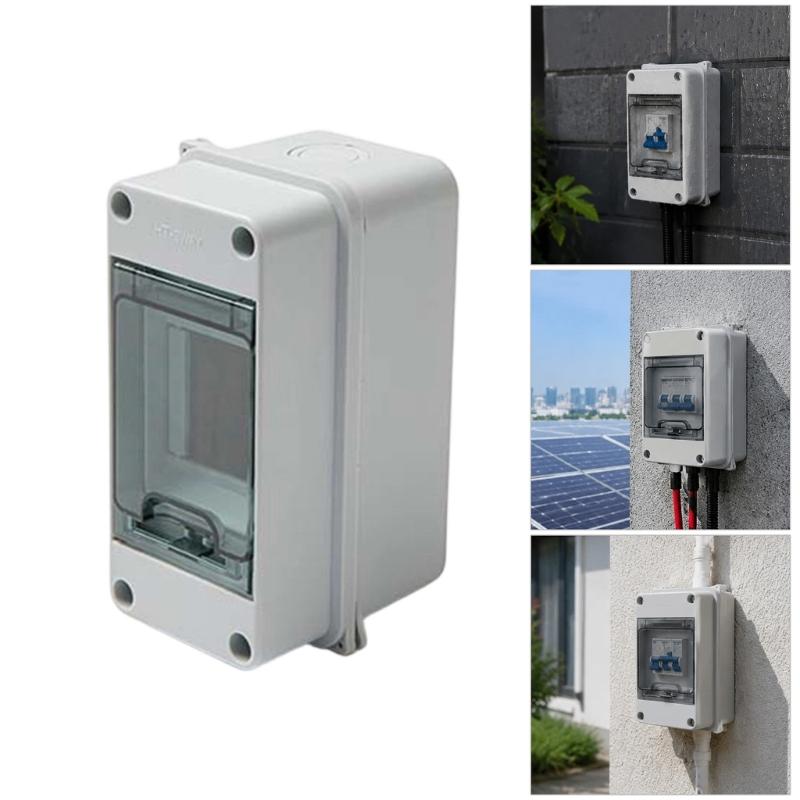 Wall Mount Electrical Distribution Box Outdoor ABS Housing with Clear Hinged Cover & Internal DIN Rail Layout