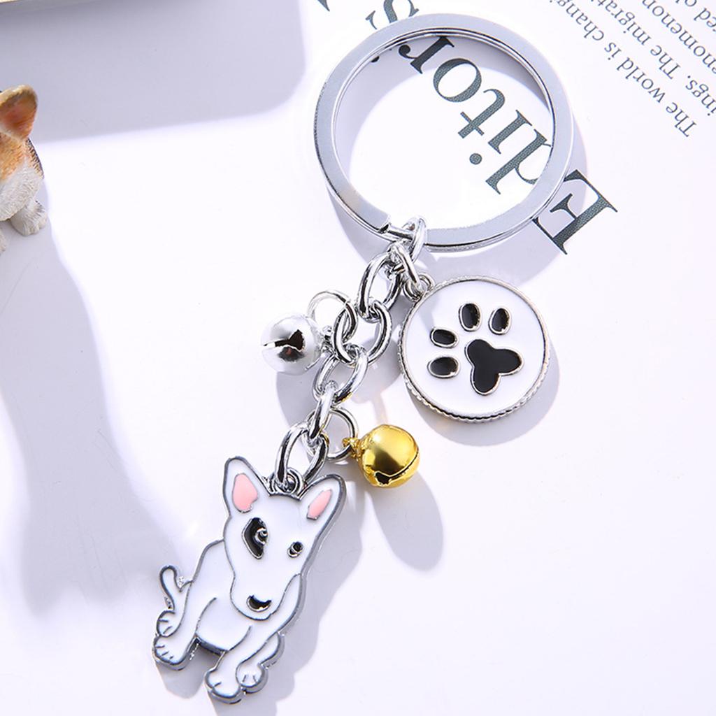 Модный брелок для ключей в виде собаки, подвеска в виде белого мальтийского животного, эмалированный брелок для женщин, сумка, ювелирные изделия для девочек, 10 см, 1 шт.