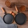 Non-stick Cast Iron Frying Pan Wood Handle Crepe Maker Flat Skillet Pancake Pan  Omelet