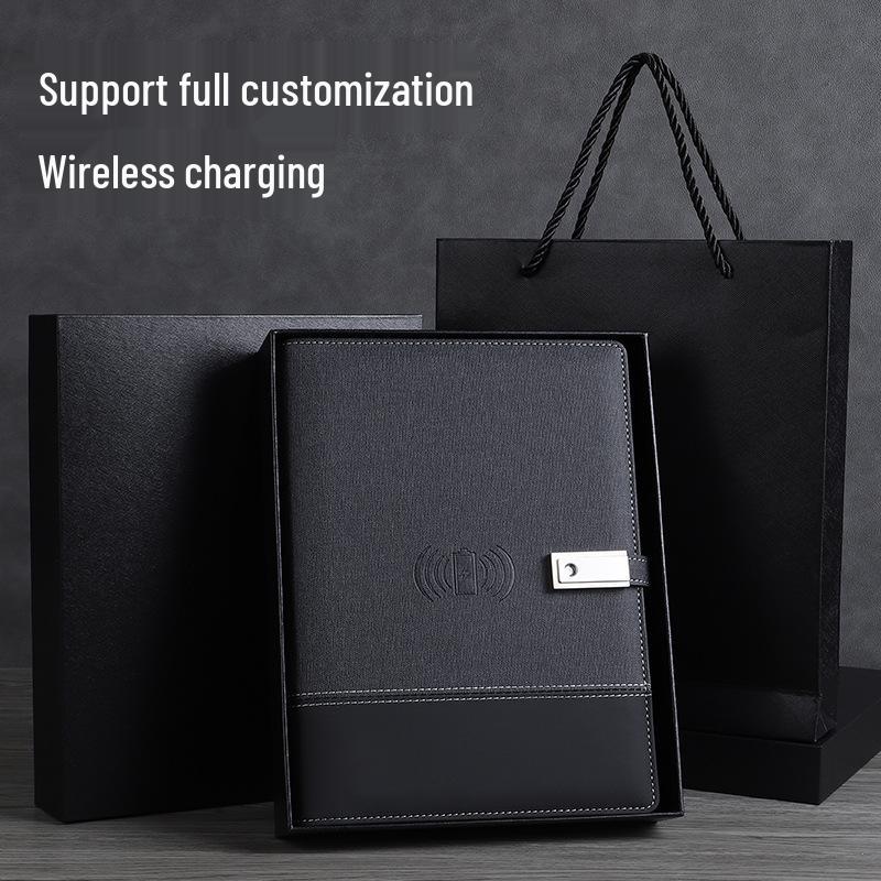 Беспроводная зарядная настольная лампа и блокнот-пауэрбанк на А5 с отрывными листами - Индивидуальный бизнес-подарок