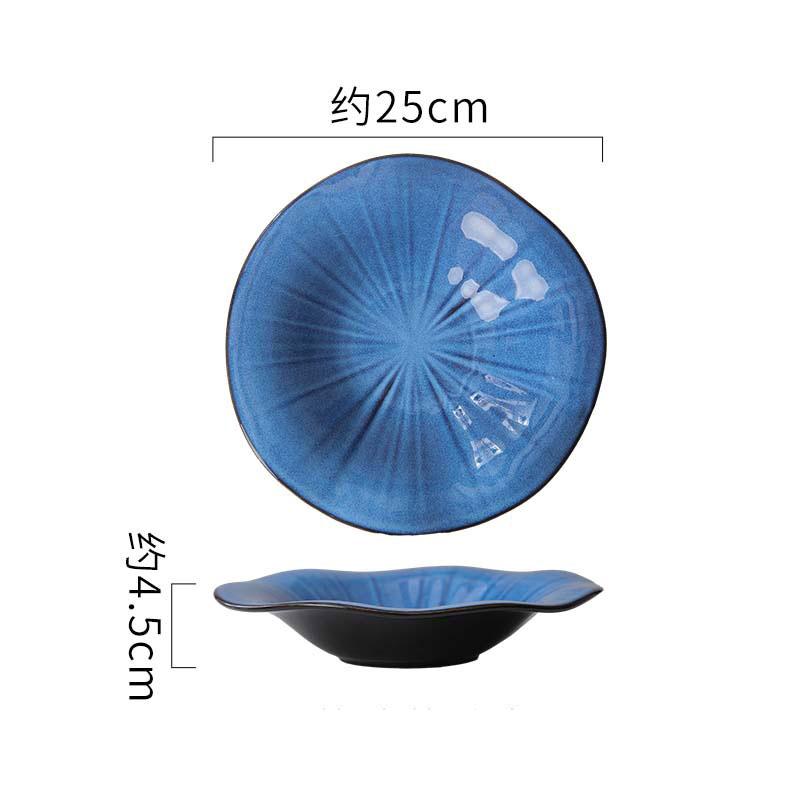 Kiln Changes Ceramic Lotus Leaf Plate Irregular Thick Soup Plate Dessert Plate Salad Plates Molecular Cuisine Featured Tableware