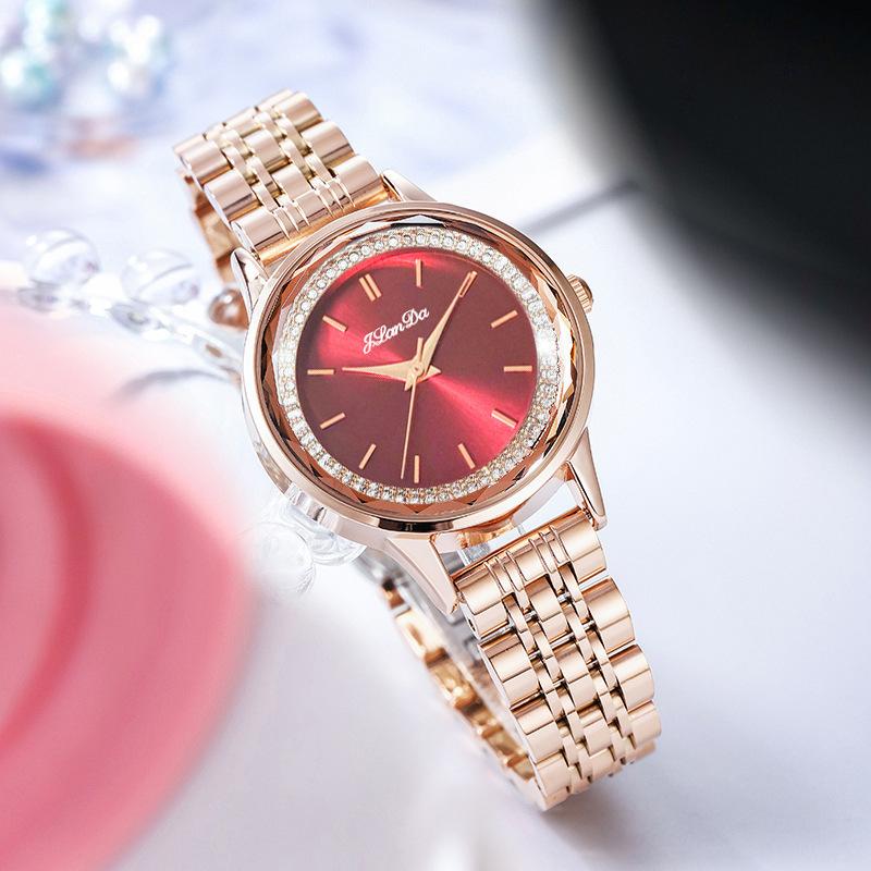Elegant Ladies Crystal‑Accented Wristwatch Rose Gold Tone Stainless Steel Bracelet Watches for Women Waterproof Dress Watch