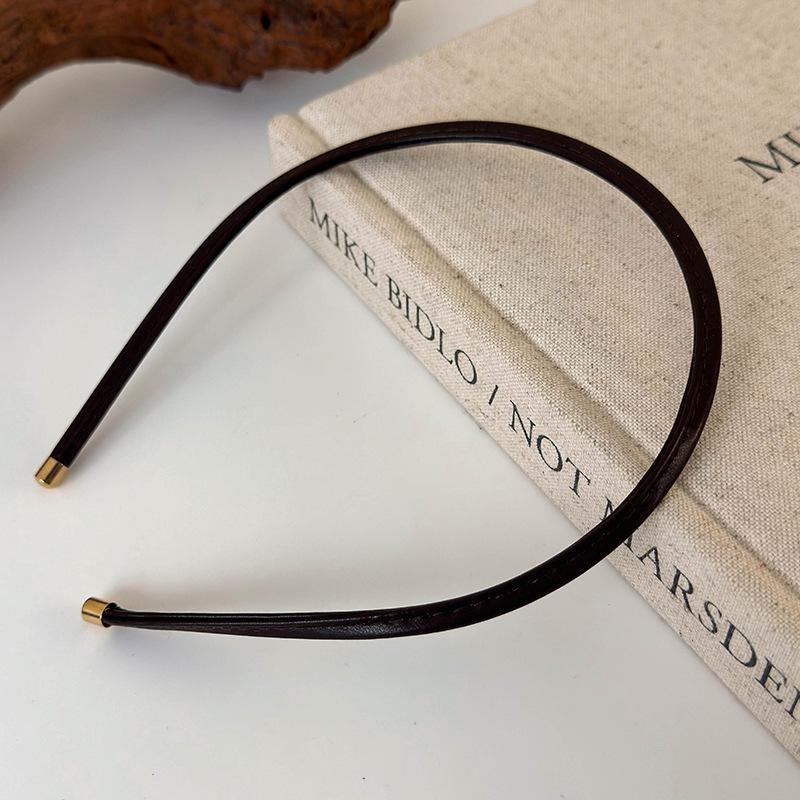 Новый однотонный обруч для волос, элегантный головной убор, женские аксессуары для волос, кожаная повязка на голову для женщин