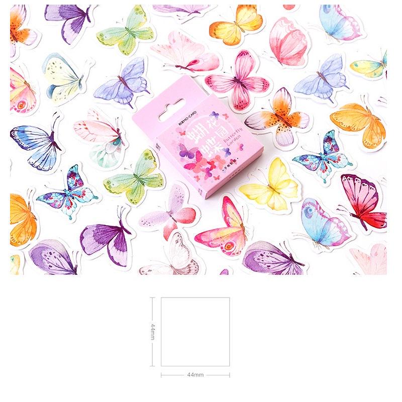46pcs Butterfly Garden Stickers Set Mini Color Decoration Sticker Adhesive Seal Letter Gift D6422