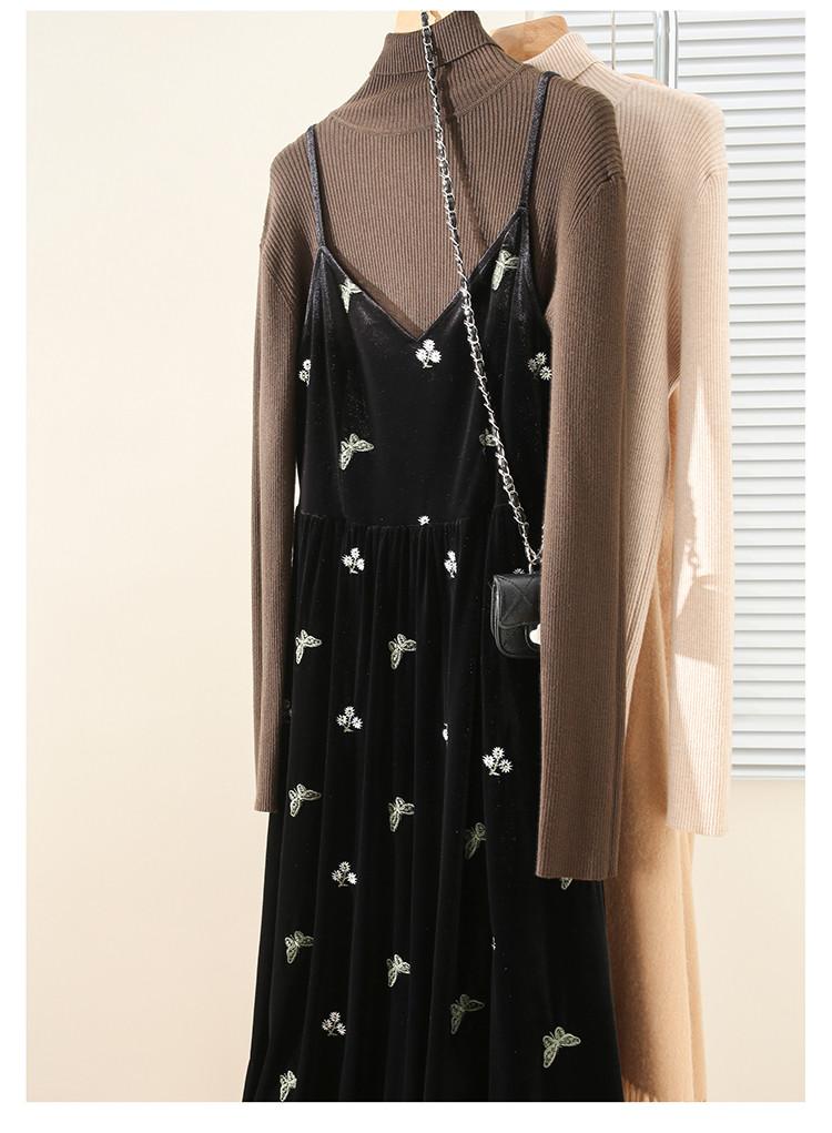 French floral bow embroidered camisole dress