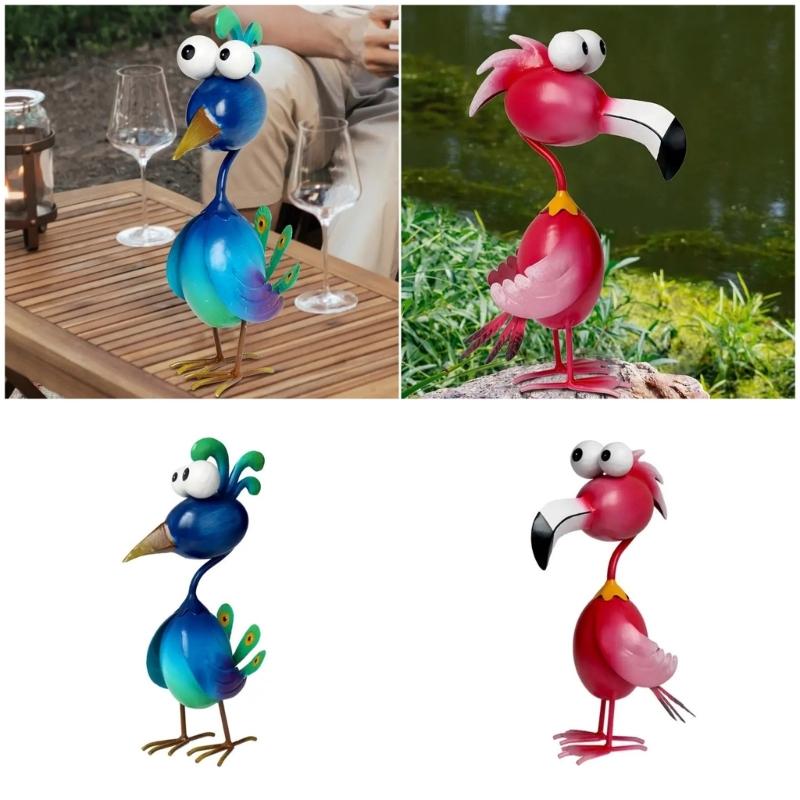Элегантные Фламинго Павлины Курица Садовая Скульптура Долговечность Устойчивость к Ржавчине Железо Защита от Погоды Арт Декорация