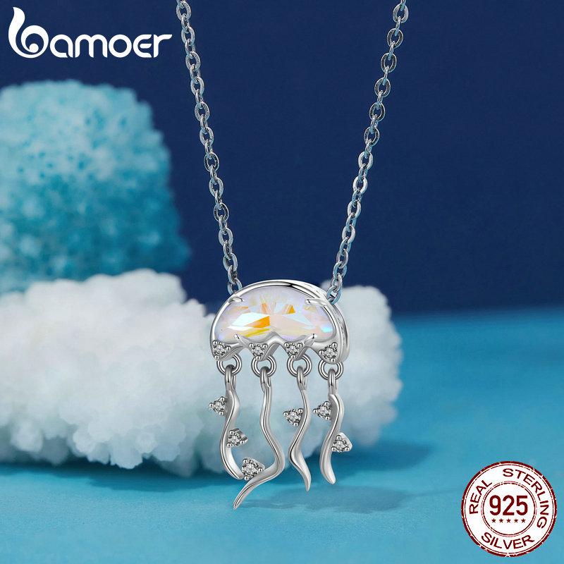 BAMOER Стерлингового Серебра 925 пробы Радуга Медуза Очарование Хвост Русалки Подвеска Мечта Океан Бусины Подходит DIY Браслет Ожерелье Ювелирные Изделия Сделать