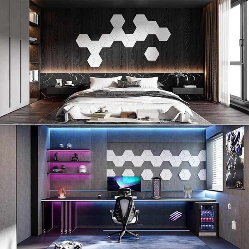 12 шт. Плиточные наклейки Самоклеящиеся шестиугольные акустические панели Y-образной формы для декора интерьера дома Наклейки для декора гостиной