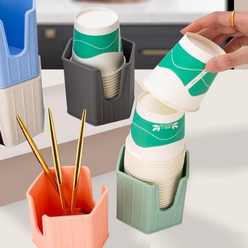 Mouthwash Cups Holder Stackable Silicone Cup Dispenser For Bathroom Sink Counter Space-Saving Mouthwash Cup Holder Small