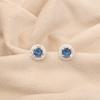 Rare London Blue Topaz  925 Sterling Silver Jewelry Zircon Stud Earrings 0.41" CZE-8-7