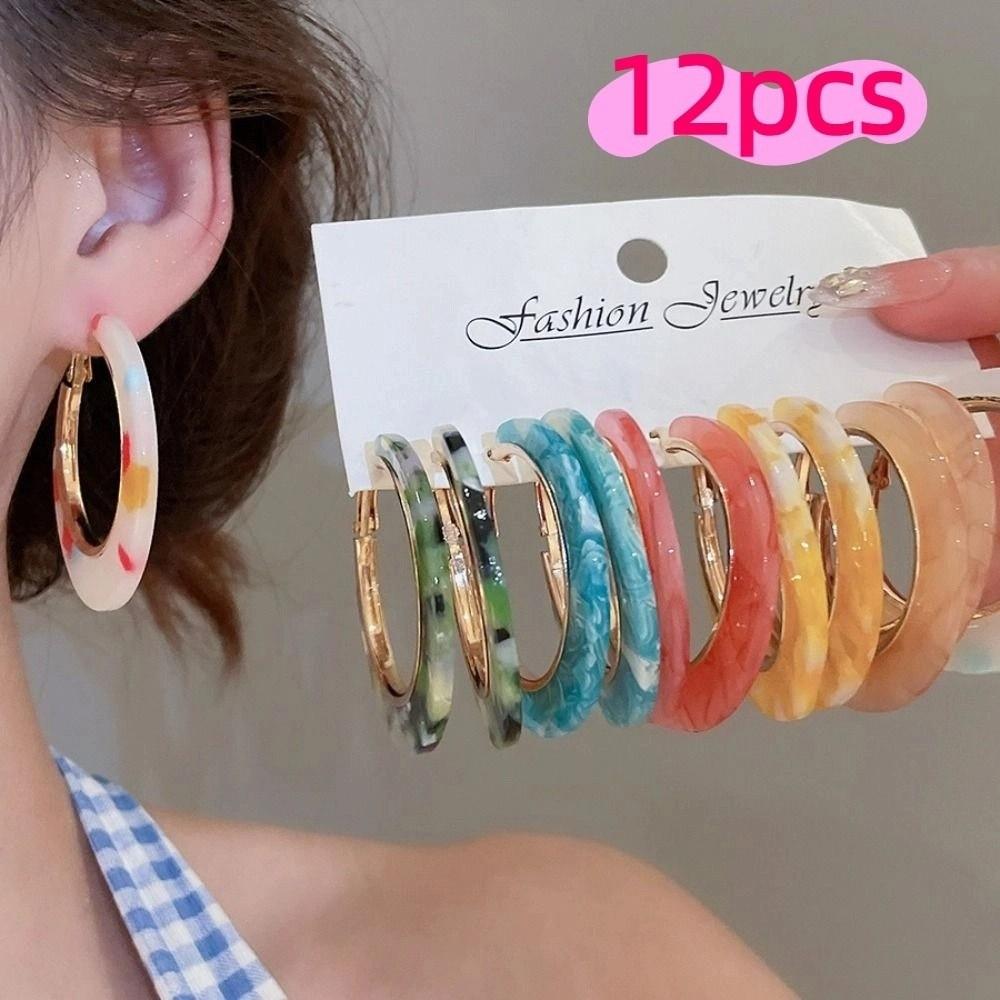 Vintage Leopard Print Earrings Trendy C-shaped Earring Set Simple Geometric Earrings Set Women
