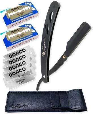 Бритва Kazakiri от профессионального парикмахера x Впечатляющая близость Бритва для бороды Бритва для лица 40 сменных лезвий с футляром Западная бритва Одно лезвие