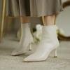 Мода 2024 года, модная женская обувь, женские ботильоны, элегантные современные ботинки, женские, сшитые, с острым носком, на высоком тонком каблуке, с боковой молнией, женские