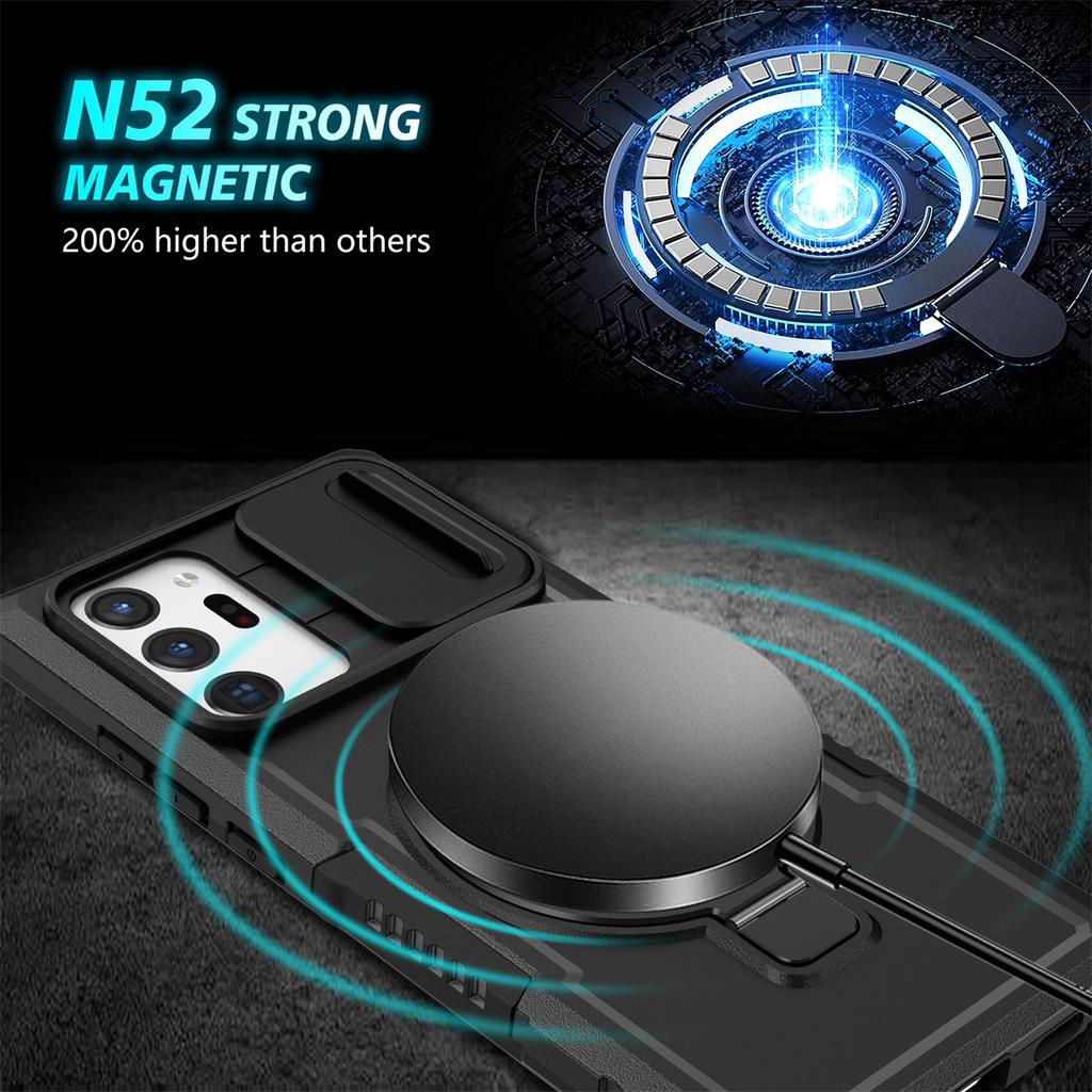 Magnetic Ring Samsung Phone Case For Samsung Galaxy S24 S23 S22 S21 Plus PLUG Ultra Magnetic Ring Camera Lens Stand Push Pull Camera Protect Cover