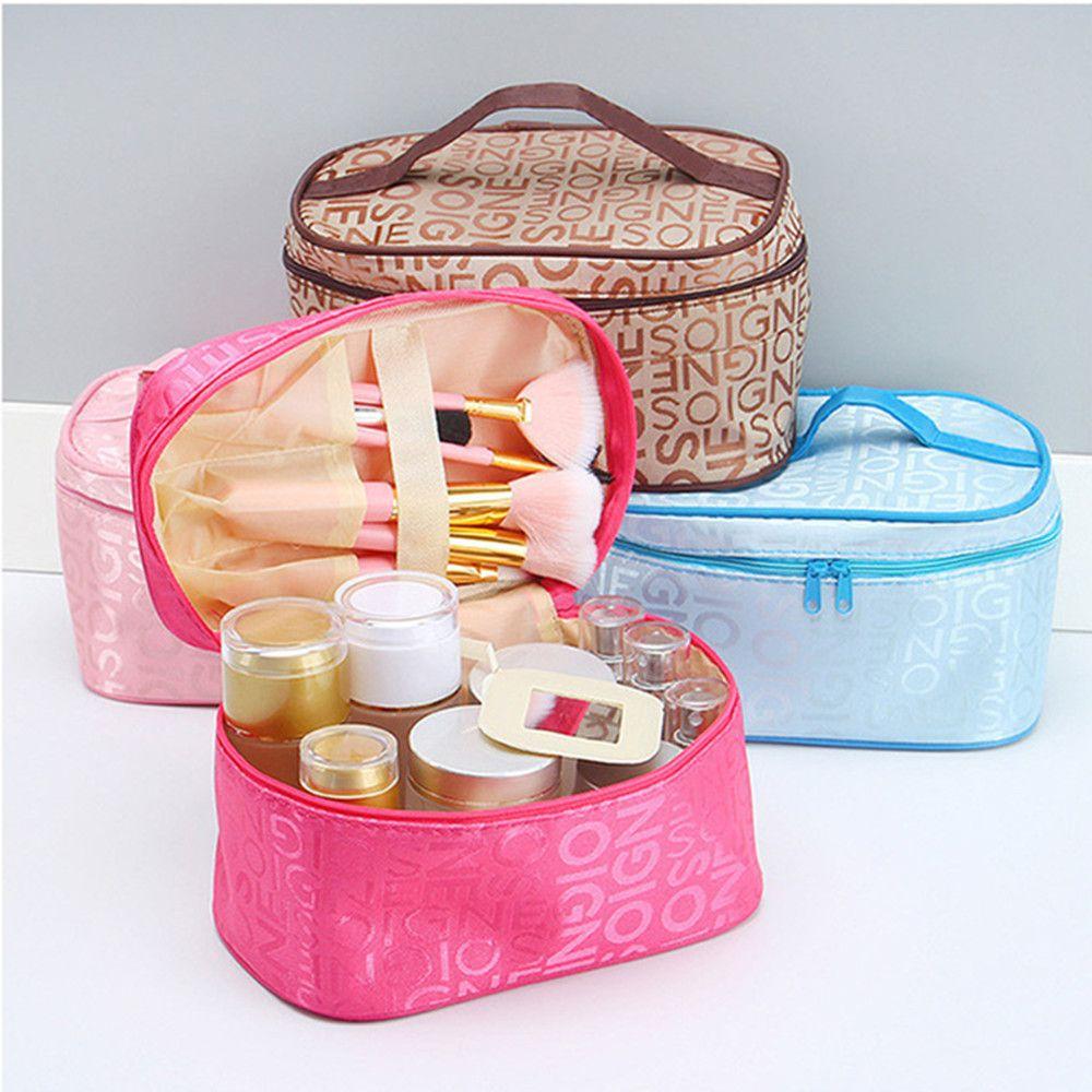 Leather Fashion Portable Squar Beauty Cosmetic Organizer Storage Wash Bag Women's Makeup Bag
