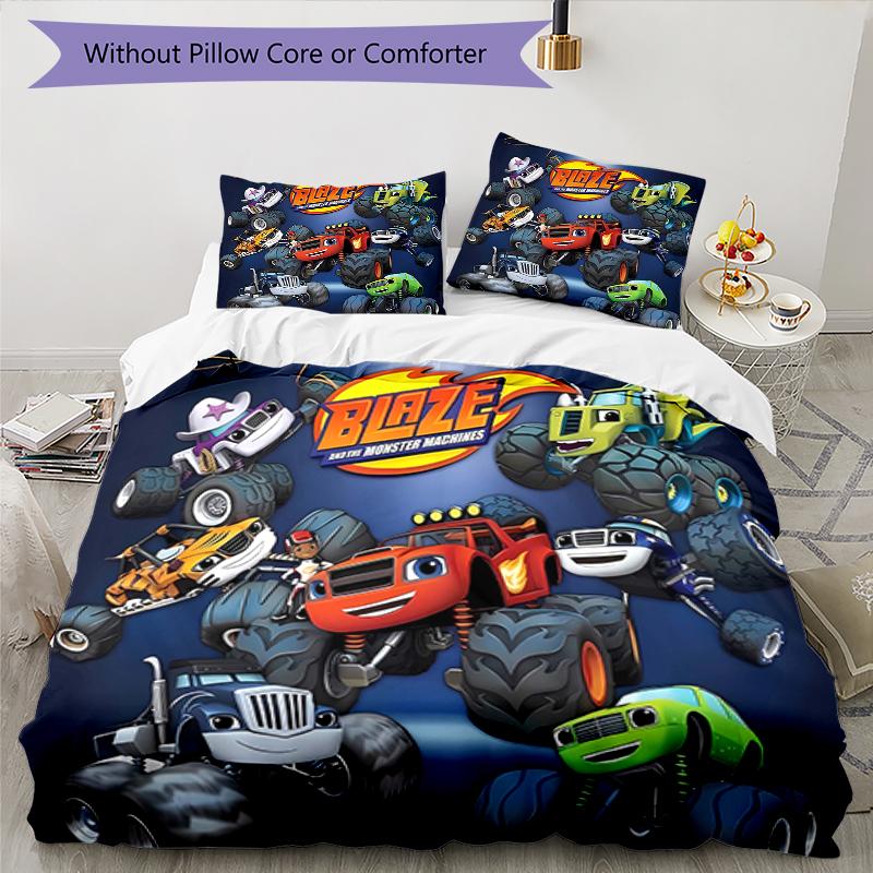 3pcs Blaze and the Monster Machines (3) Design Cover Set - HD Printed Bedding with 1 Cover and 2 Pillowcases - Perfect for Home and Dorm Decor