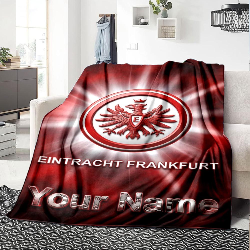 Name Custom Eintracht Frankfurt Print Flannel Blanket High Quality Warm Comfortable Cover for All Seasons Perfect for Gifts Home Decor