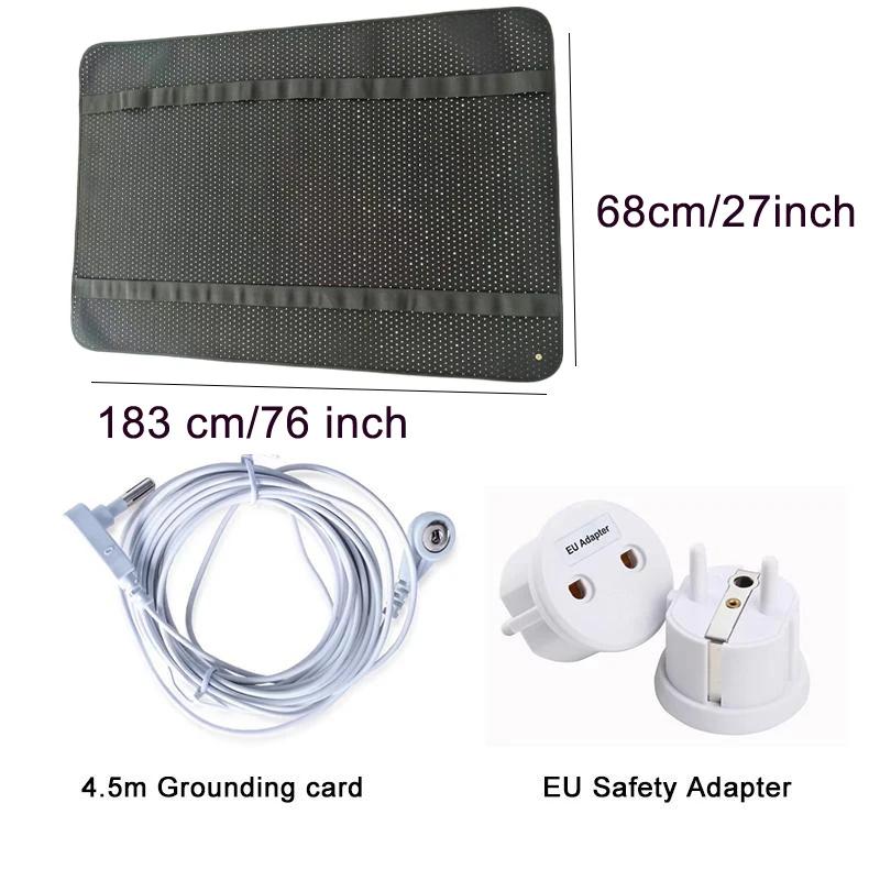Дышащий заземляющий коврик 27 дюймов × 76 дюймов для кровати, заземляющий коврик для сна, противоскользящий заземляющий матрас из искусственной кожи с заземляющим шнуром