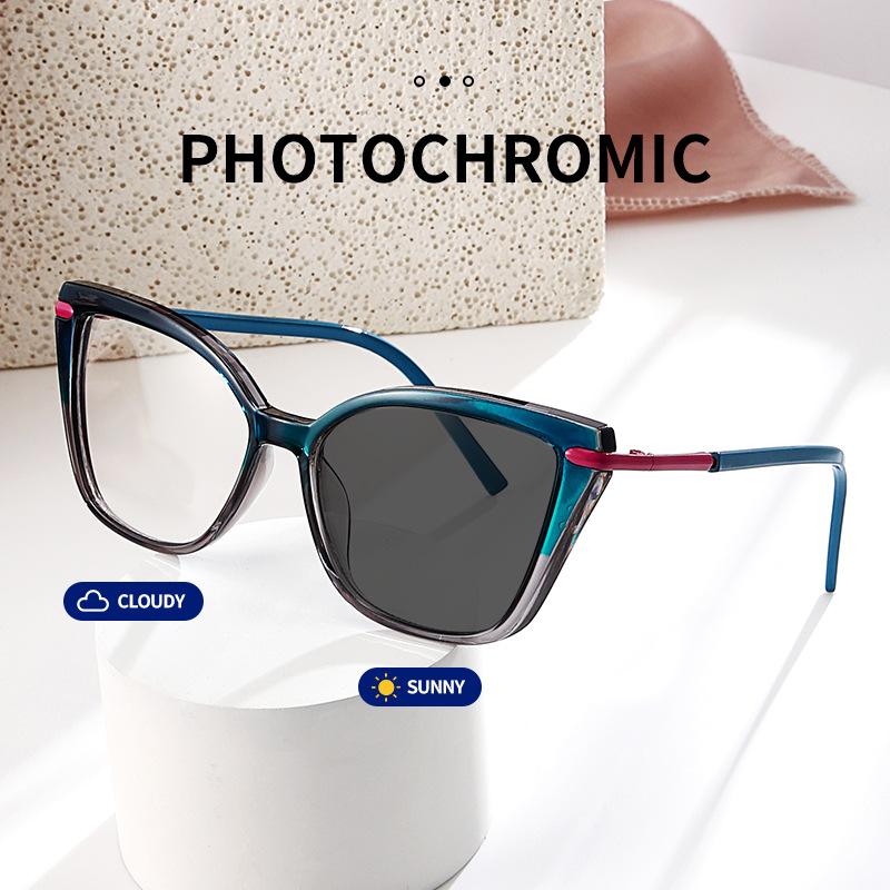 European and American cat eye flat glasses women's fashion trend retro personality advanced sense thin color anti-blue light glasses