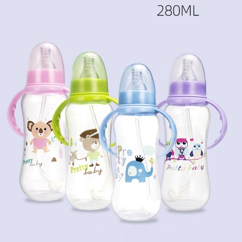 Детская бутылочка для кормления, детская бутылочка для воды, чашка стандартного калибра, молоко, питьевой сок, полипропиленовая бутылка с ручкой, 280 мл