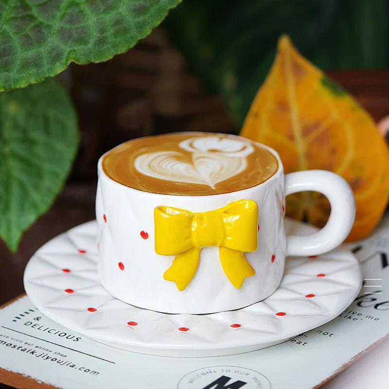 Милые изысканные керамические кофейные чашки для офиса, для послеобеденного чая, кофейная чашка для дома, для завтрака, молочные кружки, парная кружка