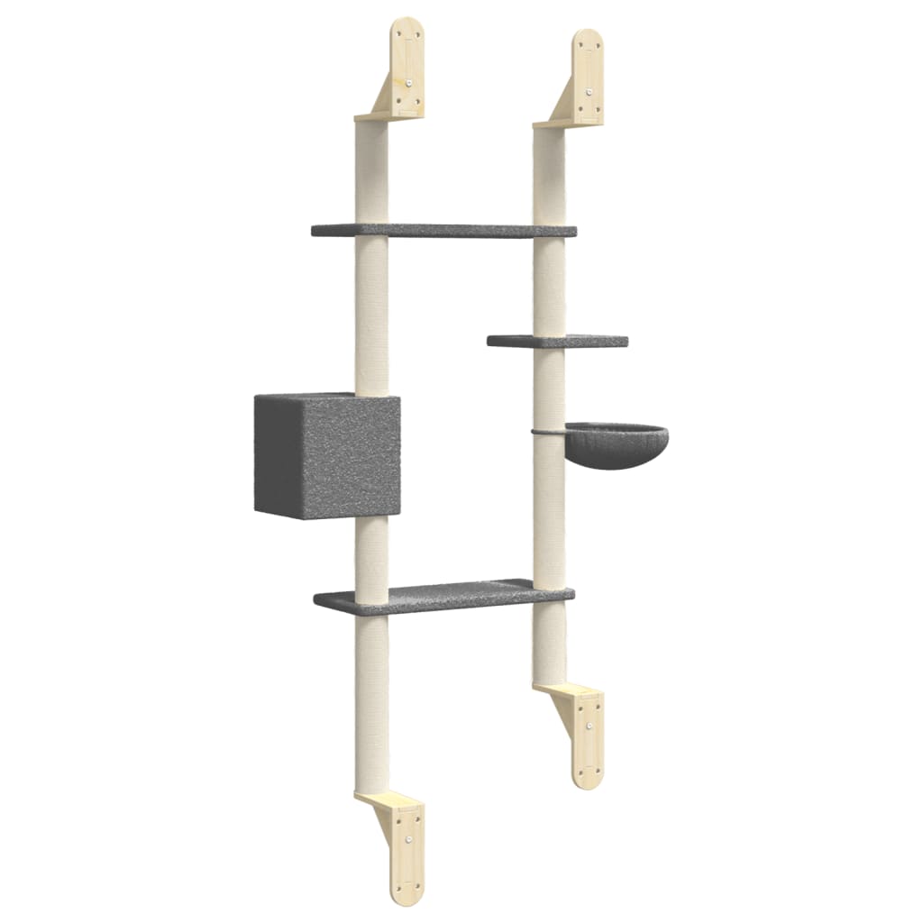 Wall Mounted Cat Tree with Scratching Post Dark Grey 180 cm