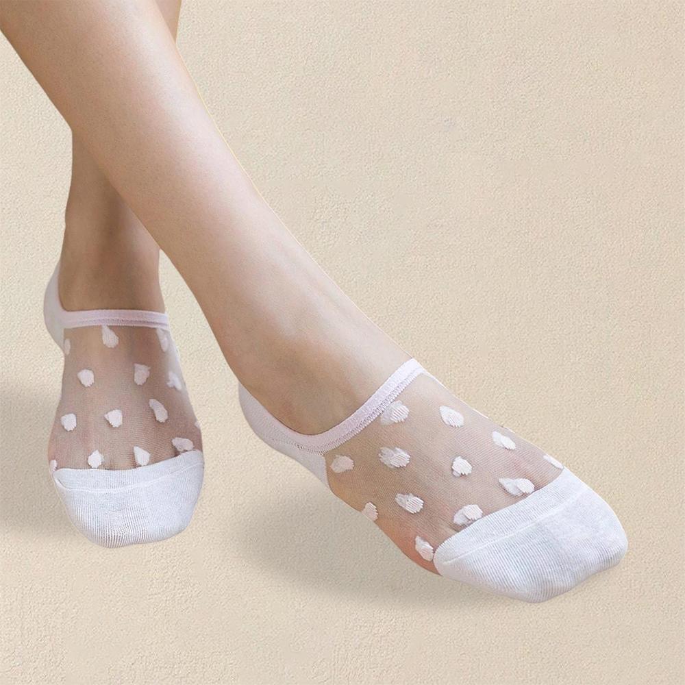 5 Pairs Women Polka Dot Patterned Socks Fashionable Versatile Trendy Creative Socks Comfortable Breathable Casual Short Socks