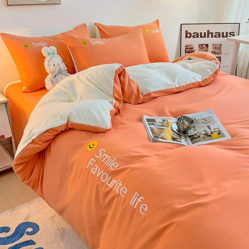 Комплект постельного белья в корейском стиле, пододеяльник из стираного хлопка, двуспальный, двуспальный, пододеяльник, простыня с резинкой, наволочка, постельное белье