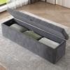 Upholstered Bed 140 x 200 cm, with Hydraulic Lever, Functional Bed with Slatted Frame and Storage, with Upholstered Storage Bench, Velvet, grey