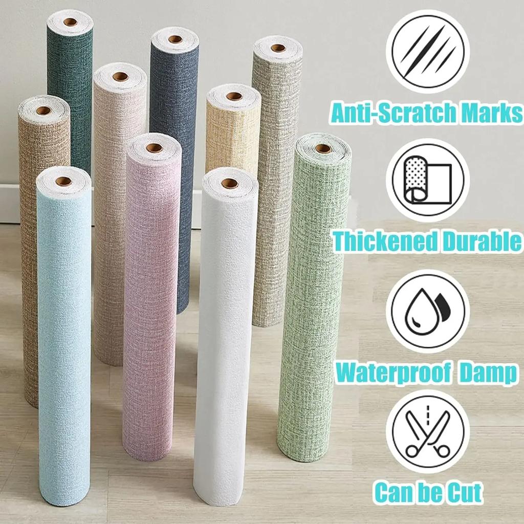 50смX10м/2,8м Лен 3D Пена Самоклеящаяся ПВХ Однотонная Утолщенная Водонепроницаемая Фоновая Стена Ремонт Обои Наклейка на Стену