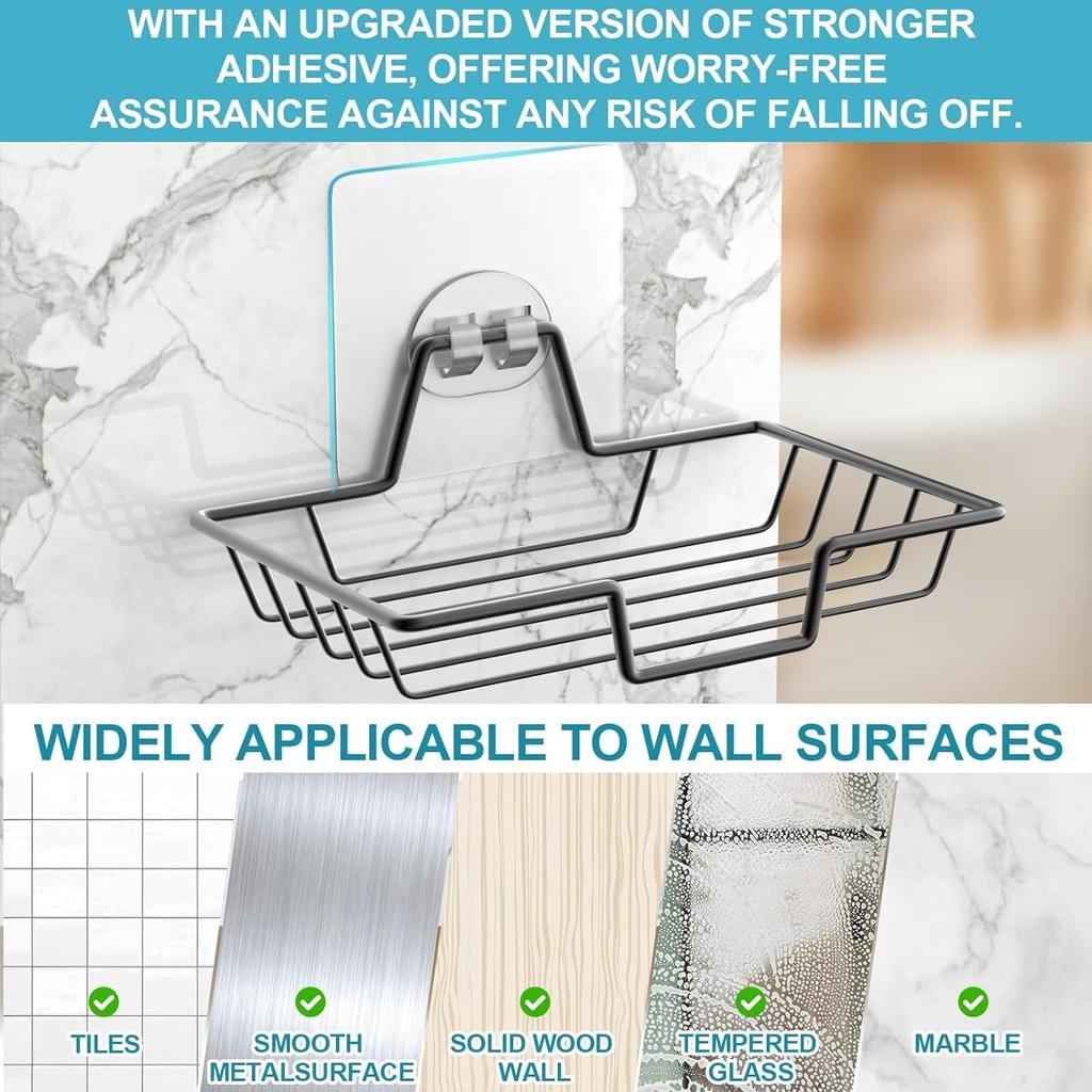 Soap Dish Holder, 304 Rustproof Stainless Steel Soap Holder, Wall Mounted Soap Dish for Kitchen Sponge Holder, Bathroom, Black