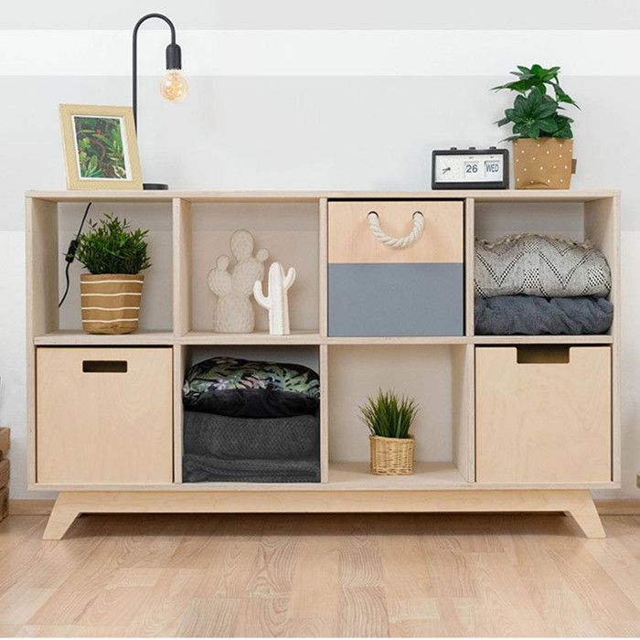 Wooden Storage Box Model 2 - Handles - Varnished Wood - 33 X 33 X 37 Cm