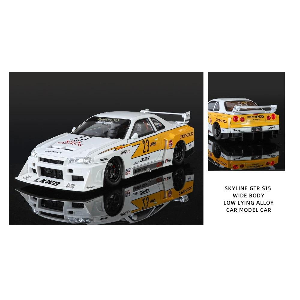 1/24 Nissan Skyline Ares GTR R34 Modified Wide Body Alloy Sports Car Model Diecast Raing Vehicle Car Model Sound Light Kids Gift