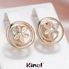 Kinel Round Sculpted Drop Earrings For Women Rose Gold Color Fine Jewelry Daily Wearing