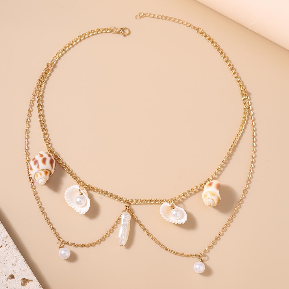 Summer Beach Shell Conch Necklace for Women Girls Pearl Choker Necklaces Bohemia Jewelry Gifts