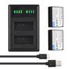 LP-E10 Battery Charger 2-slot with LED Indicators   2pcs LP-E10 Batteries 7.4V 2200mAh with USB