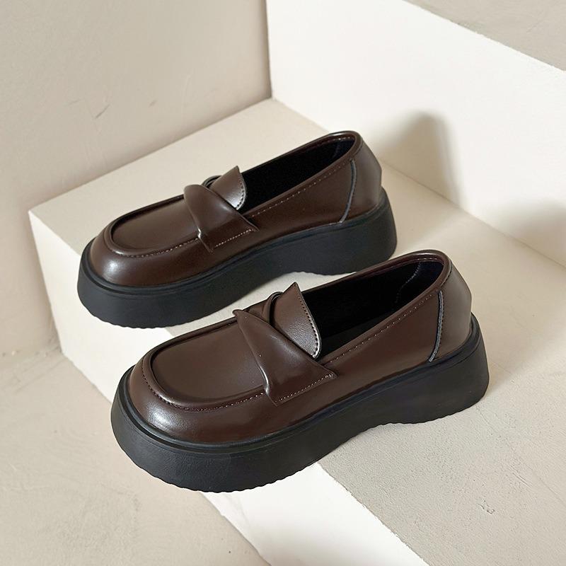Лоферы Preppy, женская мода, толстая подошва, туфли на плоской подошве, коричневые, черные, мягкая кожа, повседневная обувь, лоферы на платформе, туфли Lolita JK