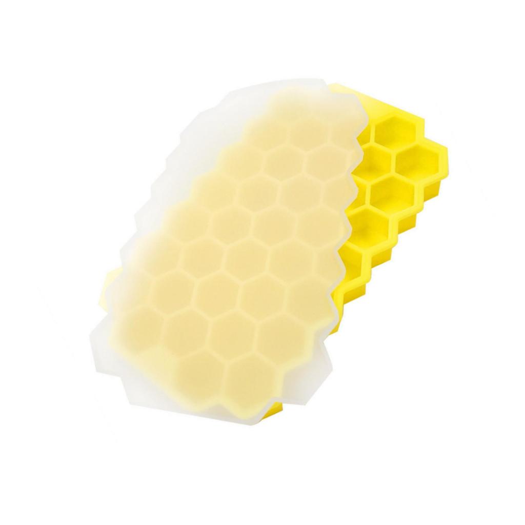 Силиконовая форма для кубиков льда в виде пчелиных сот с крышкой, 37 ячеек, штабелируемая, пищевая, DIY лоток