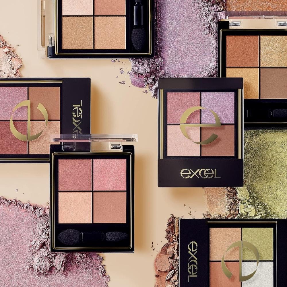 Excel Real Close Shadow Cx06  Back Slit  Nuance Color Eye Shadow Palette 4 Colors 3 Textures  Gloss  Lame  Matte  Cx06  Back Slit 