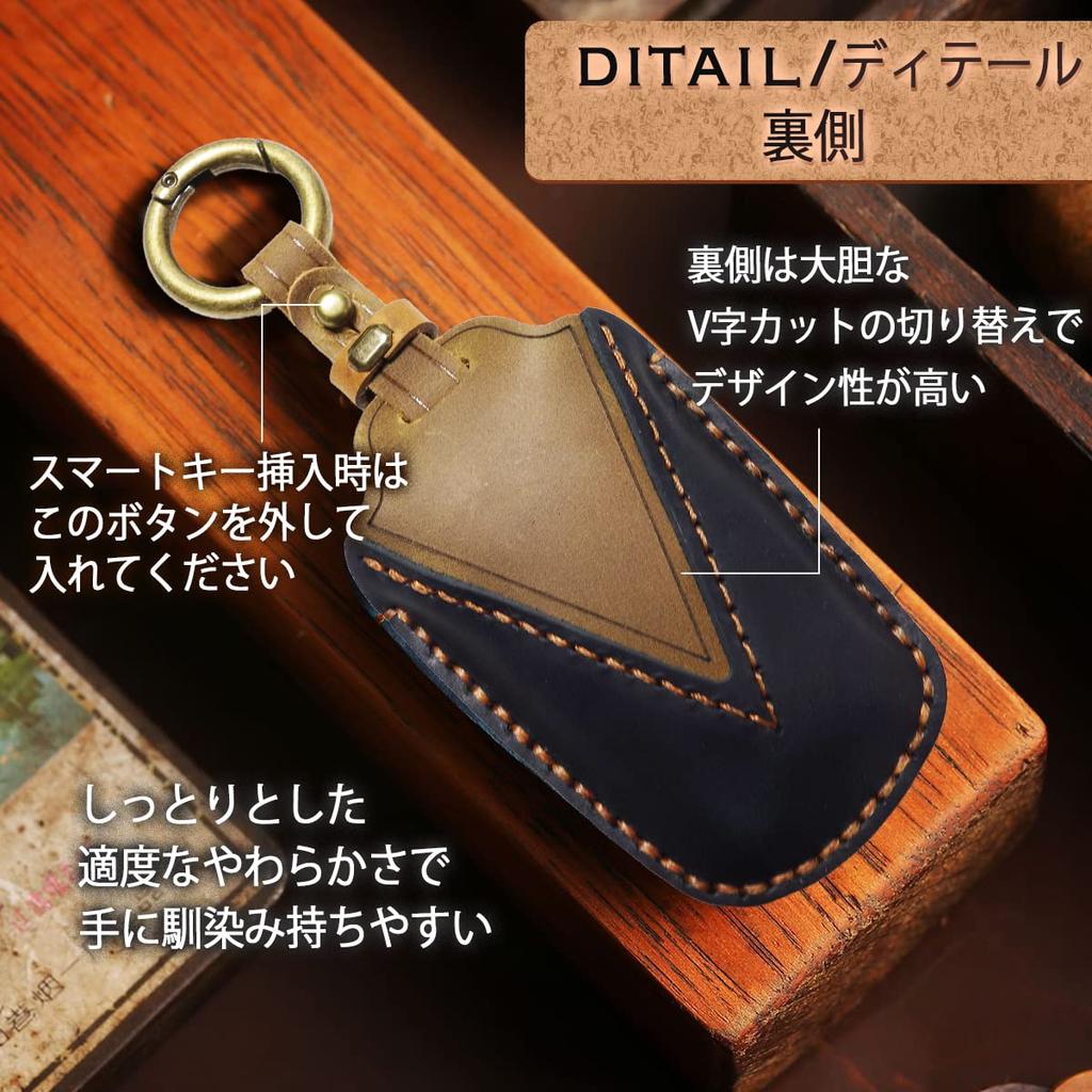 MKMC Leather Key Toyota Key for and Harrier 3 Case, Cover, Yaris, Corolla, Aqua, Prius, Crown, (Black, Buttons)