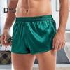 Мужские шорты с эластичной талией и средней посадкой, универсальные спортивные шорты с сексуальными разрезами по бокам, однотонные блестящие шорты из атласа для повседневной носки