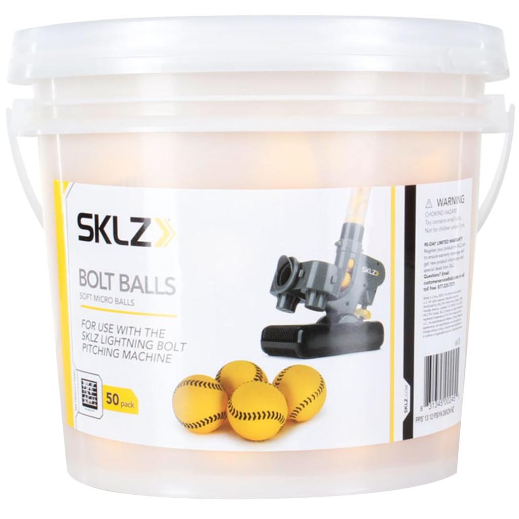 SKLZ Training Lightning Bolt Baseball Balls for Pitching Soft Micro Lightweight Foam Practice Japanese Balls, Yellow, Machines, Balls, 10cm, 50-Pack