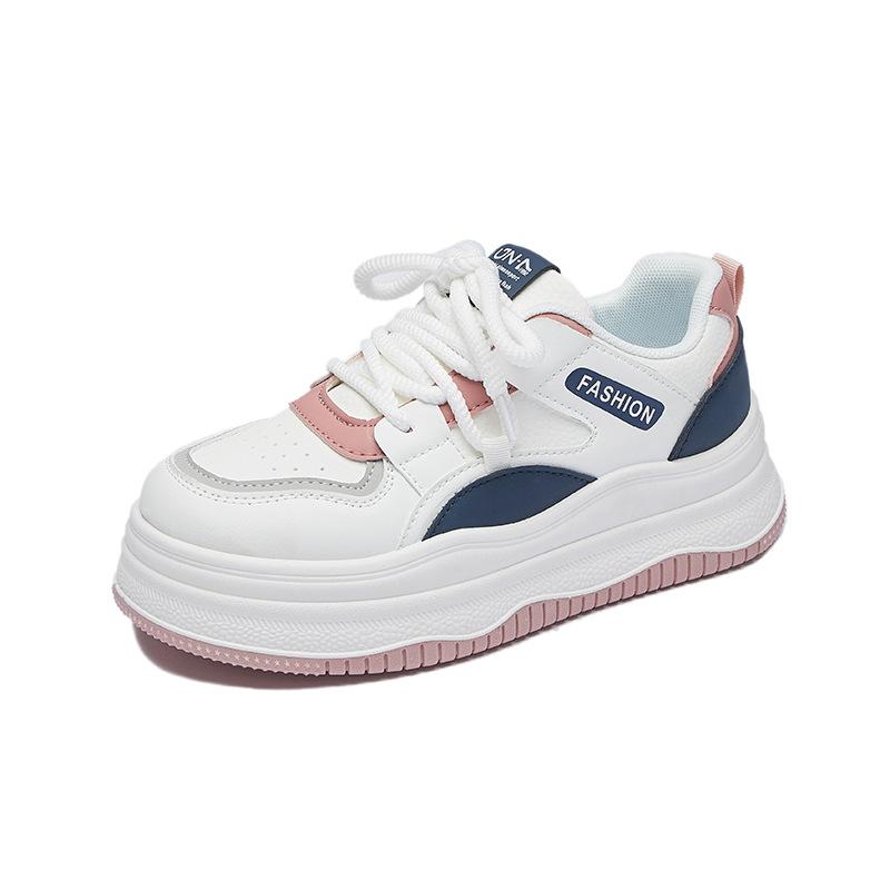 Весенняя белая обувь, новый стиль женских кроссовок на толстой подошве и высокой платформе, спортивная обувь, повседневная обувь