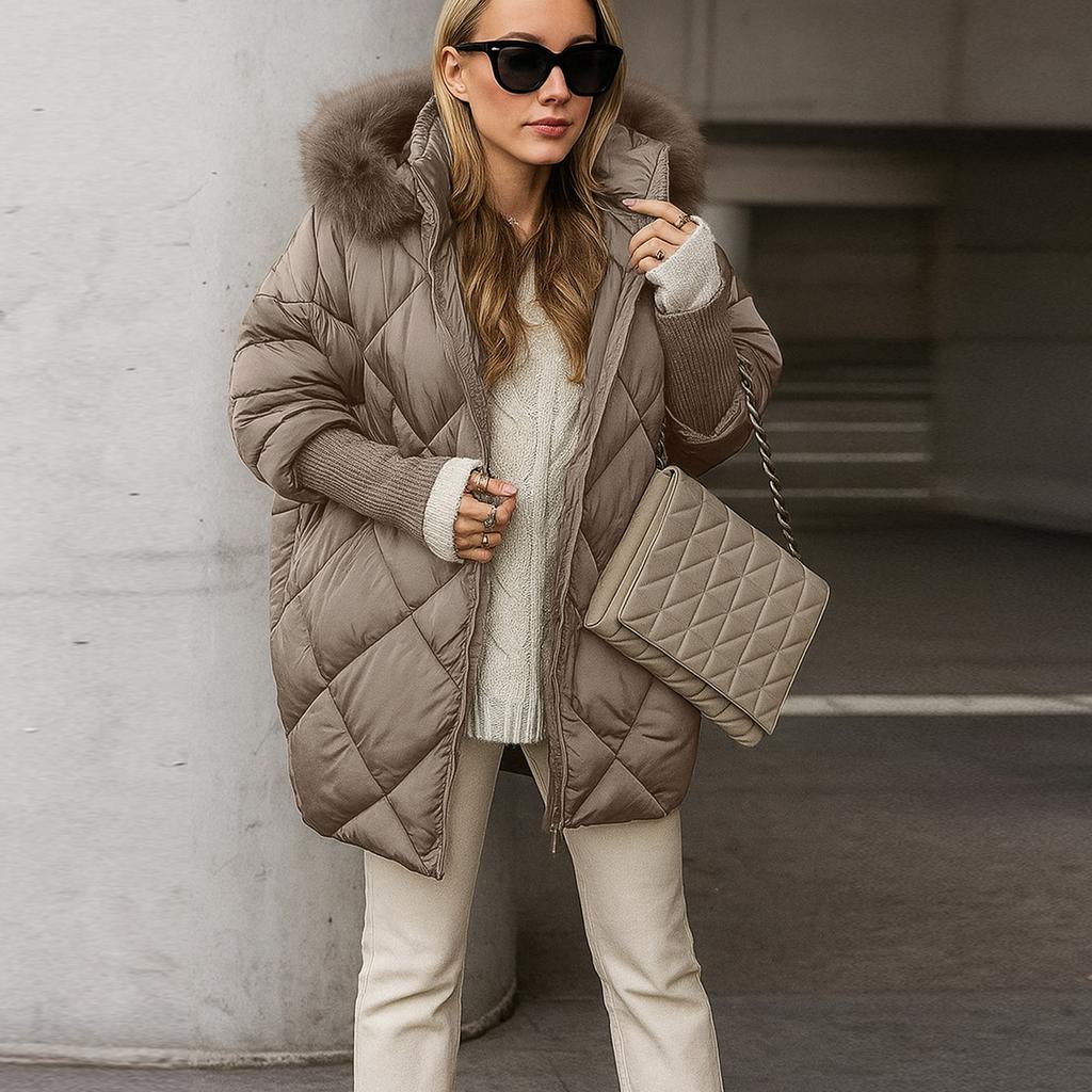 Jackets For Women Jacket Fleece Lined Winter Coats Hooded Down Coat With Zip Pockets