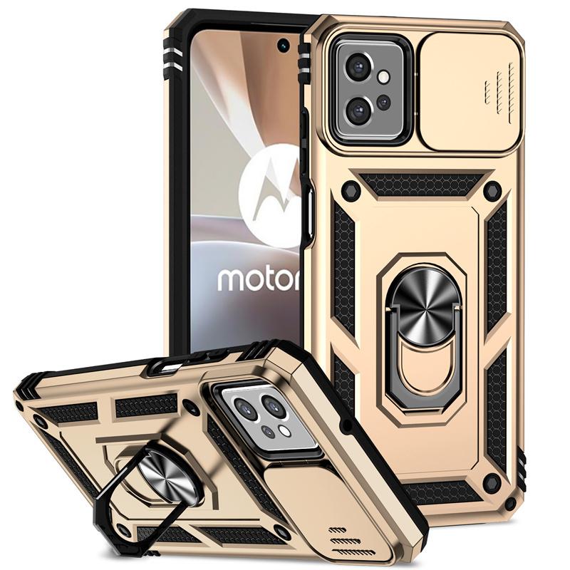 Противоударный чехол Armor для Motorola Moto G22 G32 G52 G62 G82 G31 G41 G60s, защитная крышка для камеры со сдвижной шторкой, подставка-кольцо, Fundas Coque