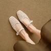 Retro Woven Hollow Half Slippers Women's Summer Wear Flat-bottomed Leather One-word with Mary Jane Bag Head Cool Slippers